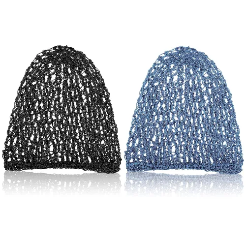 Miniatura 13 de Waydress 2 redes para el cabello para mujeres, trabajadoras de servicio de alimentos para dormir, gorra de pelo largo de malla de ganchillo