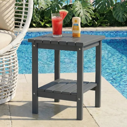 Miniatura 25 de PASAMIC Mesa auxiliar plegable para exteriores, mesa auxiliar de polietileno de alta densidad para exteriores, mesa de patio para todo tipo de clima