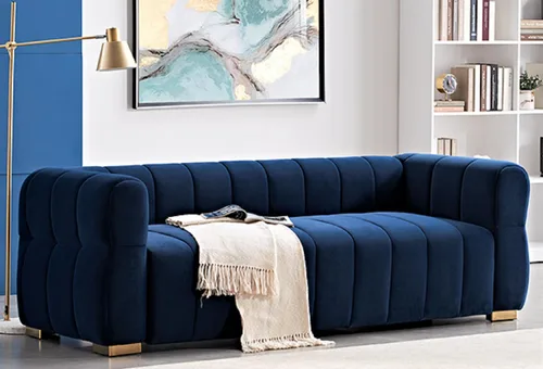 Miniatura 20 de Sofá de asiento profundo moderno de 3 plazas con patas de madera de abedul, sofá de cuero de 80.25 pulgadas, sofá tapizado suave para sala de estar