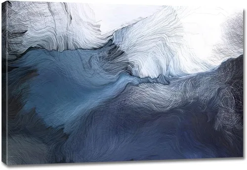 Miniatura 16 de Lienzo abstracto grande para pared, pinturas artísticas modernas de acuarela, fantasía negra y azul, graffiti colorido sobre fondo blanco