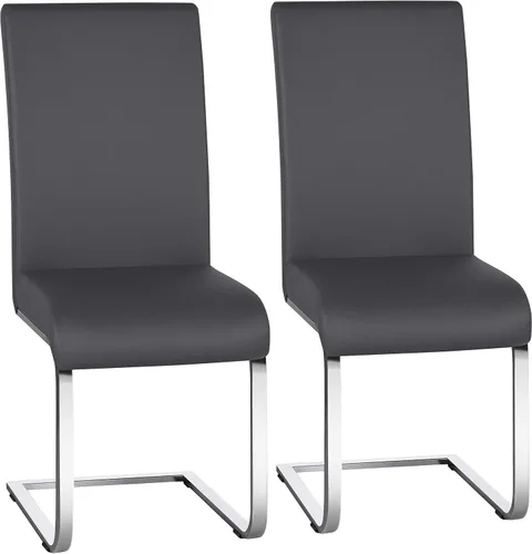 Miniatura 15 de Yaheetech Juego de 2 sillas de comedor modernas tapizadas de piel sintética con respaldo alto y patas metálicas cromadas para cocina, sala de estar