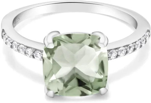Miniatura 51 de Gem Stone King Anillo de compromiso de plata de ley 925 con piedra preciosa de corte cojín de 0.315 in Anillo de compromiso de aniversario de boda