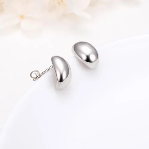 Miniatura 3 de Aretes de plata de ley S925 en forma de C, aretes de aro de cúpula gruesa para mujer, regalos de joyería