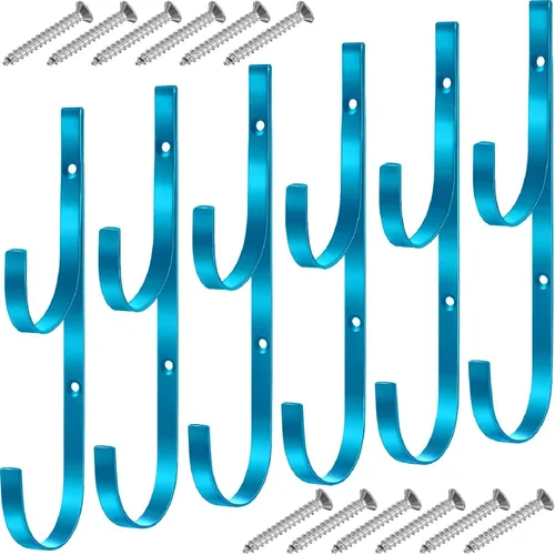 Miniatura 10 de 6 piezas de gancho para poste de piscina, soportes de metal para natación, gancho de piscina con 12 tornillos para postes telescópicos, skimmers