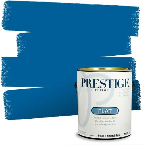 Miniatura 7 de Prestige Paints. - Base y pintura para exteriores en un solo galón, 1 galón. plano, comparable con Sherwin Williams Topsail. SW159-azul hechizante.