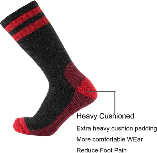 Miniatura 3 de Cerebro Calcetines de lana merino para hombre, calcetines acolchados a media pantorrilla que absorben la humedad, calcetines de senderismo