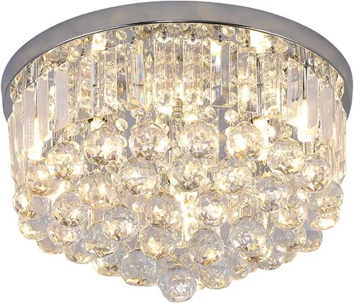 Lámpara de Araña Moderna de Cristal K9 Gota de Lluvia, Luminaria de Techo de Montaje al Ras Base G9 Lámpara Colgante para Comedor Dormitorio Sala de