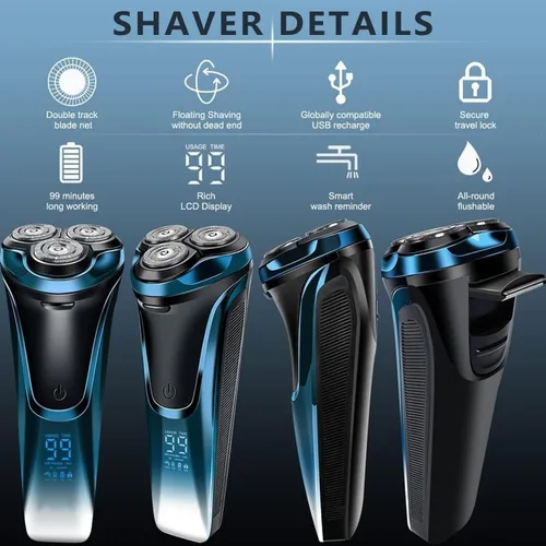 Miniatura 5 de Snapbuy - Maquinilla de afeitar eléctrica para hombres, Snapbuy Pro of Father, afeitadora giratoria de cabeza flotante 4D, afeitadora eléctrica C