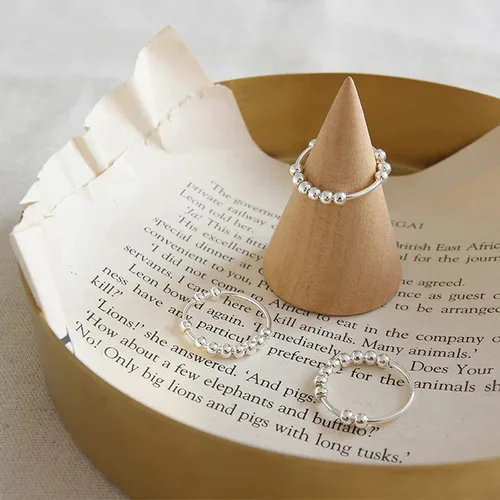 Miniatura 5 de WEFRIN Anillos de plata de ley 925 anillos de ansiedad para mujeres anillos giratorios con cuentas antipreocupaciones alivio del estrés anillo