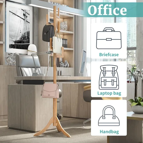 Miniatura 7 de Perchero independiente, árbol de bambú de cactus, soporte de madera de altura ajustable con 6 ganchos, perchero para niños, utilizado en el Natural