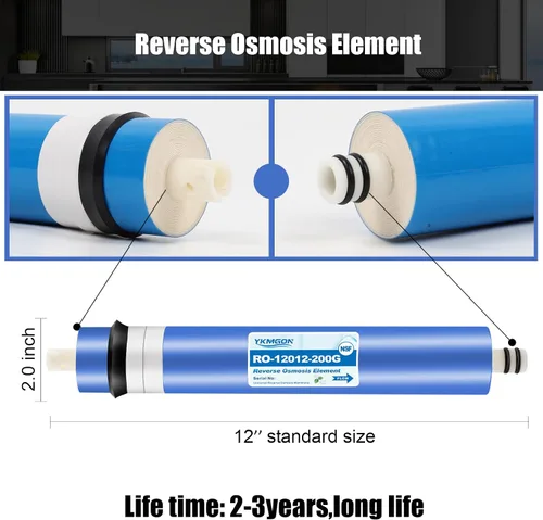 Miniatura 2 de Paquete de 2 Membranas RO de 200GPD, Membrana de Ósmosis Inversa de Repuesto 2012-200G Filtro de Agua, para Sistema Purificador de Agua RO de Beber