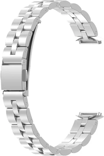 Miniatura 5 de FitTurn Correas compatibles con Fitbit Luxe Metal acero inoxidable correa de reloj de repuesto clásica duradera de enlace sólido accesorio hebilla