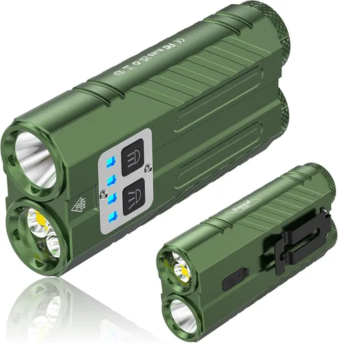 Miniatura 10 de Banral Potente linterna pequeña recargable, 3100 lúmenes altos, linternas tácticas planas, luz de flash de bolsillo compacto para automóvil