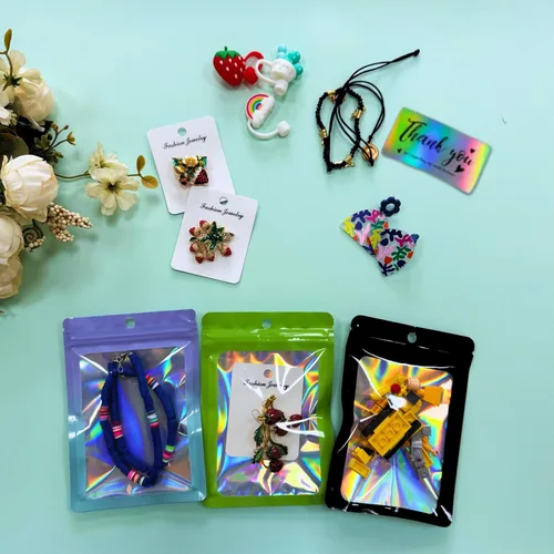 Miniatura 4 de Sylvia Flower 300 bolsas de Mylar a prueba de olores para pequeñas empresas, bolsas holográficas resellables de 4 x 6, bolsas de papel de aluminio