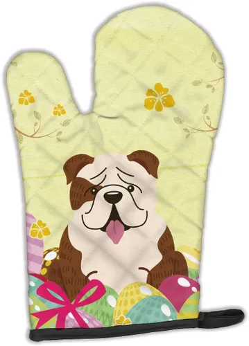 Caroline's Treasures BB6121OVMT Huevos de Pascua Bulldog Inglés Brindle - Mitón de horno grueso resistente al calor para sartenes calientes y horno,
