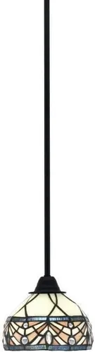 Miniatura 30 de Toltec Lighting Paramount - Mini colgante de 1 luz en acabado negro mate con cristal de arte perla de 7 pulgadas y estilo negro
