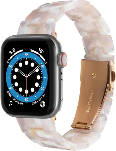 Cocostarke - Correa de reloj de resina compatible con Apple Watch de 1.496 in, 1.575 in, 1.614 in, 1.654 in, 1.732 in, 1.772 in, correa de luz