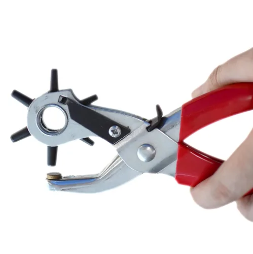 Miniatura 7 de Perforadora de agujero de cuero, perforadora de agujero de cinturón de 9 pulgadas para cuero resistente, perforadora giratoria de 6 tamaños