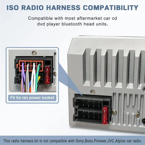 Miniatura 3 de Adaptador estéreo universal del arnés de cableado de la radio del coche del ISO, conector audio del altavoz del cable de alimentación del cable