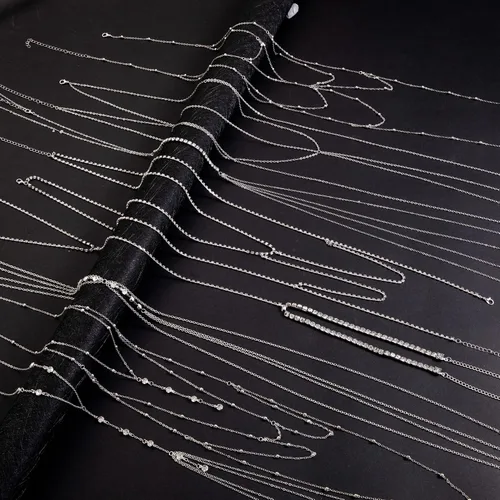 Miniatura 5 de 8 cadenas para el cuerpo para mujeres y niñas, sujetador de cadena de pecho, diamantes de imitación, joyería para el cuerpo, bikini, accesorios