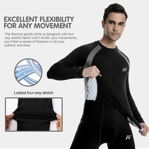 Miniatura 10 de MEETWEE Paquete de 4/5 camisas de compresión térmica para hombre, manga larga, forro polar, capa base, equipo de entrenamiento de invierno