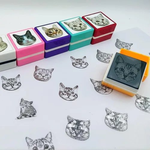 Miniatura 8 de Sello personalizado para retrato de mascota, sello de cara de mascota personalizado, sello de tinta personalizado, Ta personalizado, sello para Verde