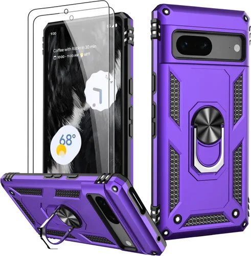 Miniatura 95 de LUMARKE Funda para Google Pixel 5 con protector de pantalla, pasa 16 pies, probada en caídas, grado militar, con soporte de anillo magnético, Rojo