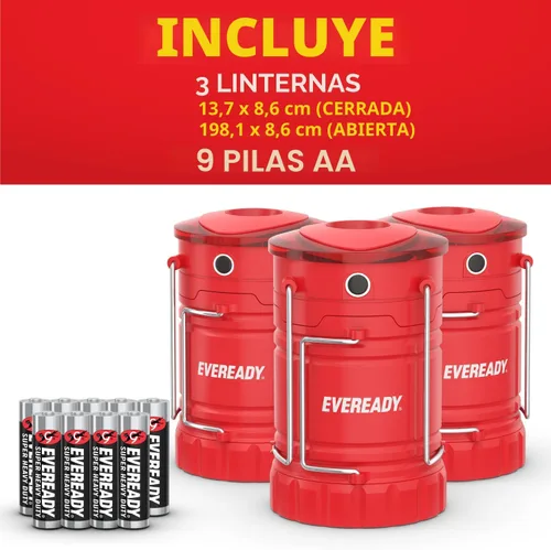 Miniatura 7 de Eveready - Linterna LED para campamento 360 PRO (paquete de 3), luces de tienda superbrillantes, linternas LED resistentes al agua IPX4 para cortes