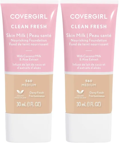 Miniatura 30 de COVERGIRL Clean Fresh Tinte para piel nutritivo, 550 Claro/Medio, base líquida, acabado húmedo, infundido con coco y aloe, fórmula vegana 550