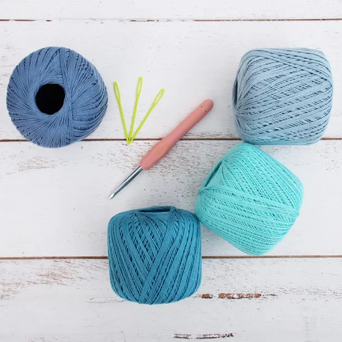 Miniatura 19 de Threadart - Juego de hilos de ganchillo de algodón 100% puro, tamaño 3, colores de ambiente de playa, cuatro bolas de 1.76 oz