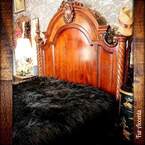 Miniatura 22 de Manta de felpa de piel sintética, manta de piel moderna, manta pequeña para bebé, pelo largo, color negro, peludo - Fur Accents (2 x 3 pies, negro)