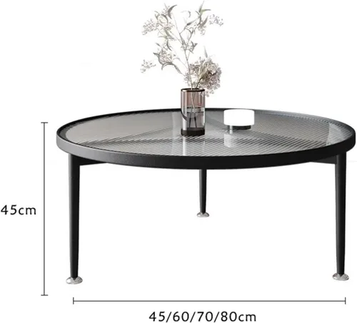 Miniatura 2 de Furniture Coffee Table - with Inset Tempered Glass Top and Metal Frame & Legs - Low Circle Minimalist Center Table Home Decor, Tea/Sofa/End Round