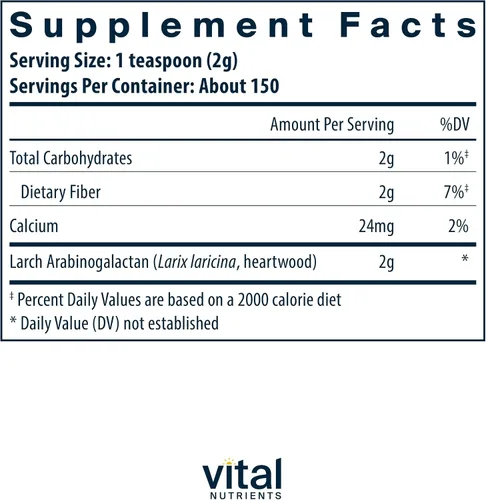 Miniatura 2 de Vital Nutrients Arabinogalactan Powder Suplemento vegano para apoyar la salud gastrointestinal, el hígado y el apoyo inmunológico* Sin gluten
