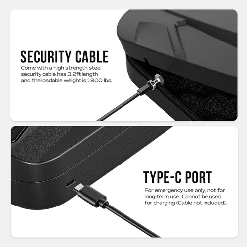 Miniatura 4 de RPNB Caja fuerte para armas, caja fuerte biométrica para pistola, caja fuerte para pistola para mesita de noche con huella digital biométrica, panel