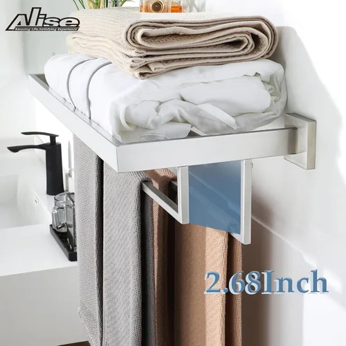 Miniatura 7 de Alise Toalleros de 16 pulgadas para baño, toallero montado en la pared con barras de toalla dobles, estante de toalla de acero inoxidable SUS 304