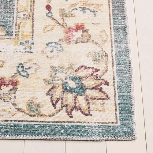 Miniatura 3 de SAFAVIEH Alfombra lavable Colección Arizona, ovalada, de 5 x 8 pies, verde y beige, antideslizante y fácil de limpiar, ideal para sala de estar