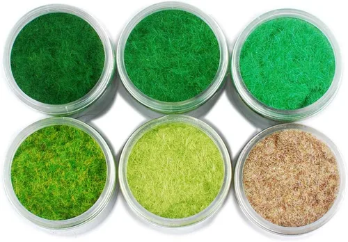 NWFashion 6 unidades de 4.2 fl oz de césped estático para aderezo de flocado de árboles de flocado para jardín de hadas, accesorios en miniatura