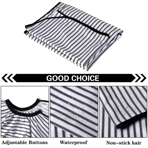 Miniatura 3 de FEBSNOW Capa profesional de corte de pelo con cepillo para el cuello, capa de peluquería de salón, accesorios de corte de cabello (rayas)..