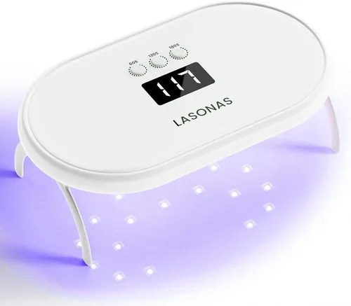 LASONAS Lámpara de uñas LED UV para esmalte de gel de 24 W, luz UV, 3 ajustes de temporizador, secado rápido, mini lámpara de curado portátil para