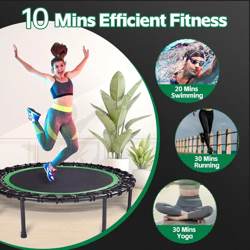Miniatura 3 de 40" Mini Trampoline for Adults, Heavy-Duty Rebounder Trampoline with 30 Bungees - Silent Indoor Exercise Trampoline for Adults, Small Trampoline for