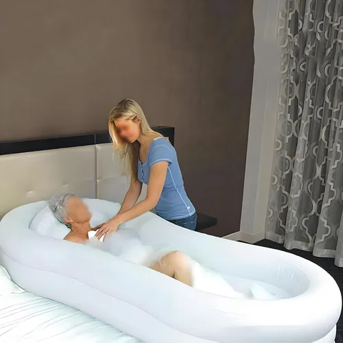 Miniatura 3 de Bañera inflable portátil para adultos, kit de ducha de cabecera de PVC con almohada, incluye bomba de aire y bolsa de agua, ideal para ancianos