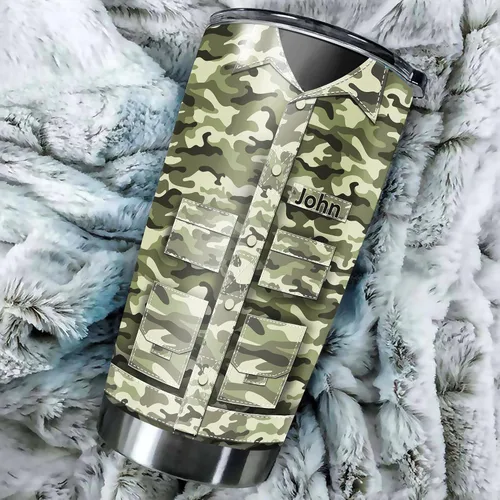 Miniatura 5 de Dorris Vaso de café personalizado del ejército con tapa, vasos aislados al vacío de veteranos estadounidenses, taza aislada de acero inoxidable