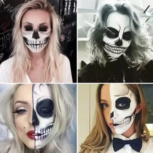 Miniatura 7 de Go Ho 2 piezas de maquillaje de payaso blanco y negro en barra mezclable – pintura para ojos negros y cuerpo facial maquillaje profesional FX