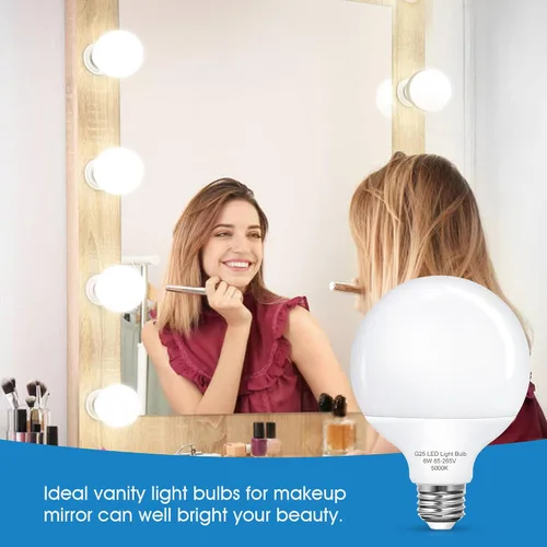 Miniatura 3 de Bombillas LED G25, bombilla de tocador para baño, equivalente a 60 W, base E26 blanca de luz diurna de 5000 K, bombilla decorativa redonda