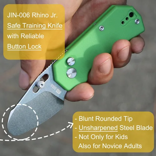Miniatura 2 de JIN Rhino Jr. Cuchillo de bolsillo para niños, cuchillo juguete para hacer malabares, kit de bricolaje, hoja de acero de 1.97” no afilada, punta