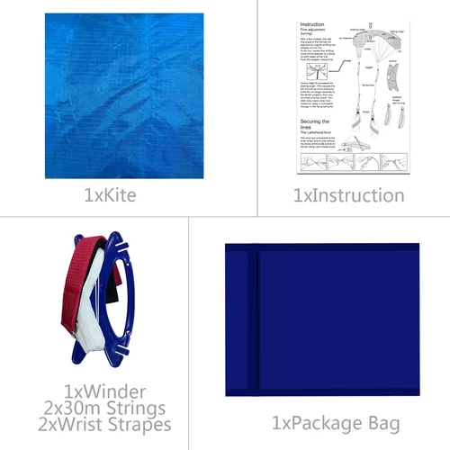 Miniatura 2 de HENGDA KITE 2.5m Dual Line Stunt Parafoil Kites Soft Stunt Kite for Beach Blue with Flying Tool
