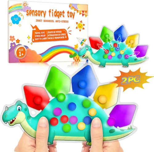 Miniatura 8 de Juguete sensorial de dinosaurio para clasificar el color, juguetes de viaje para niños pequeños de 1 a 3 años, juguete de viaje por carretera 1