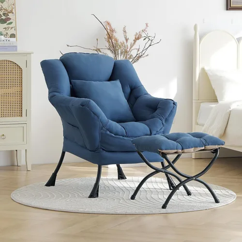Miniatura 30 de Silla perezosa para sala de estar, silla decorativa grande negra con una almohada, juego de sofá de ocio, cómoda silla de lectura para dormitorio