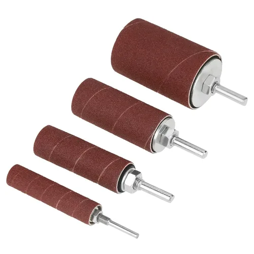 Miniatura 9 de Kit de lijadora de tambor, juego de tambor de lijado, 20 piezas para prensa de taladro, incluye 4 tambores de goma, 16 fundas de banda de lijado