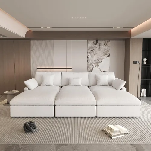Miniatura 51 de WJShome Sofá Seccional Cloud Couch de 83 pulgadas para sala de estar, sofá seccional modular relleno de plumón, sofás en forma de L con otomana